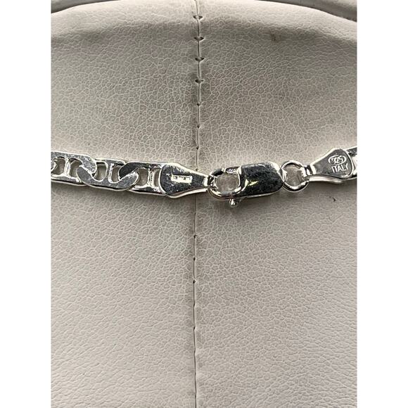 Sterling Silver 925 Italy Designer *1117 W Stamp Mariner Link Chain Necklace 24” - Picture 5 of 10